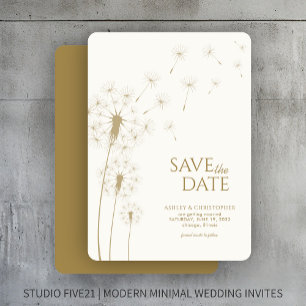 Gold Dandelion Wedding Enregistrer la carte Date