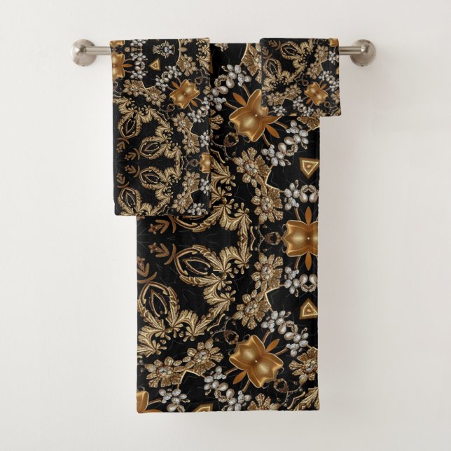 Gold Decorative Towel Set (En situation)