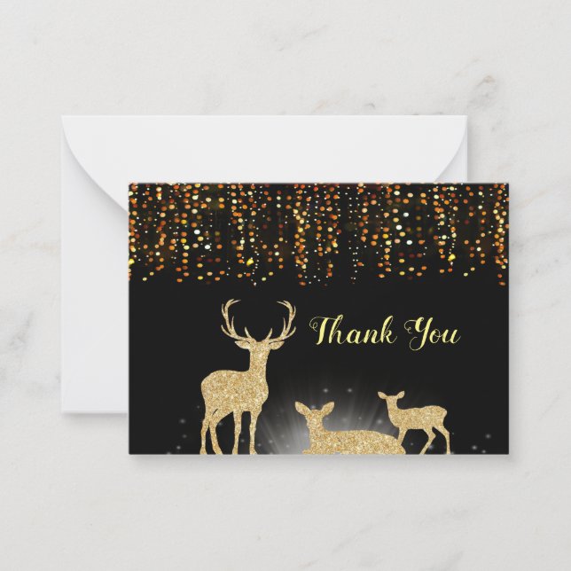 Gold Deer Famille Merci Cartes (Devant)