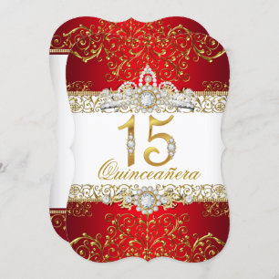 Gold Diamond Rouge Glamor Quinceanera Invitation