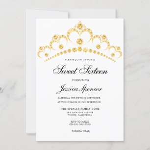 Gold Diamond Tiara Sweet 16 Invitation de groupe