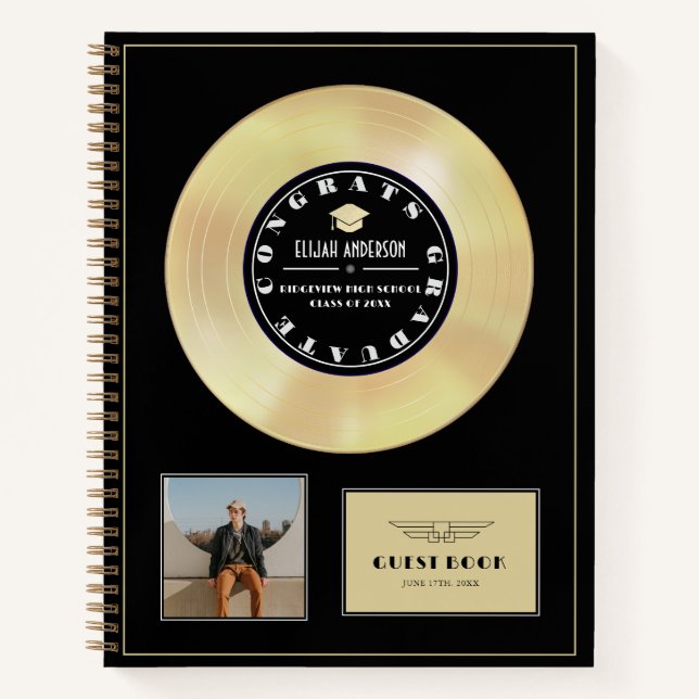 Gold Disk Vinyl Black Graduation Livre d'invité (Devant)