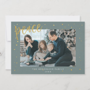 Gold Dots Sage Green Christmas Carte de vacances