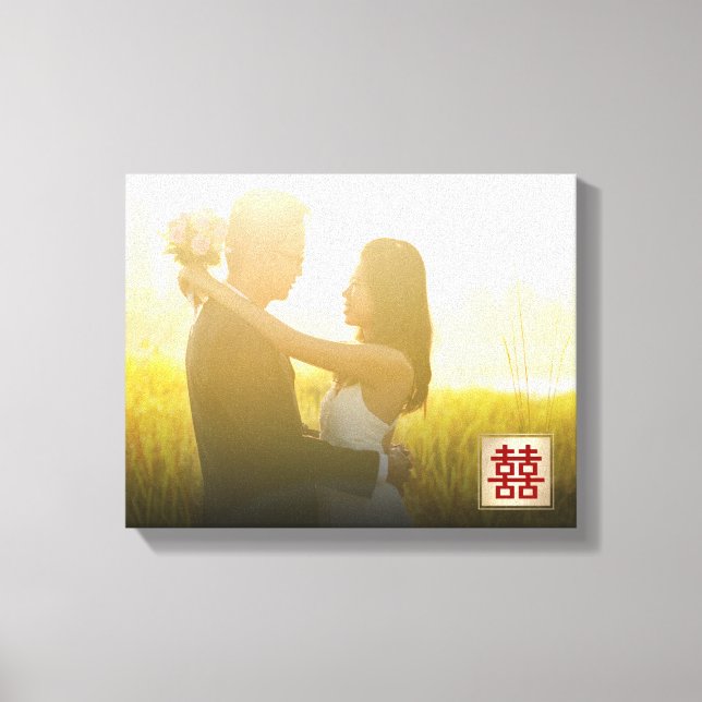 Gold Double Bonheur Mariage chinois toile photo (Recto)