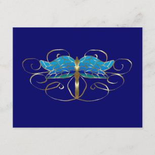 Gold Dragonfly Tiara Wedding Carte RSVP