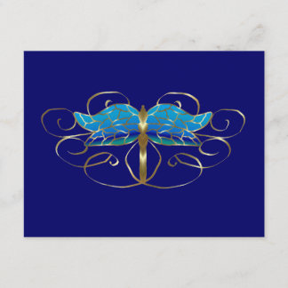 Gold Dragonfly Tiara Wedding Carte RSVP