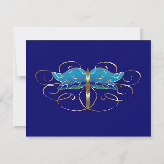 Gold Dragonfly Tiara Wedding Carte RSVP (Devant)
