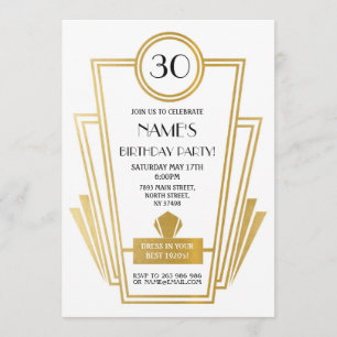 Gold du Gatsby Party, Invitation Art déco des anné