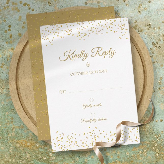 Gold Dust Confetti Élégant Anniversaire Chic RSVP (Gold Dust Confetti Elegant Chic Anniversary RSVP)