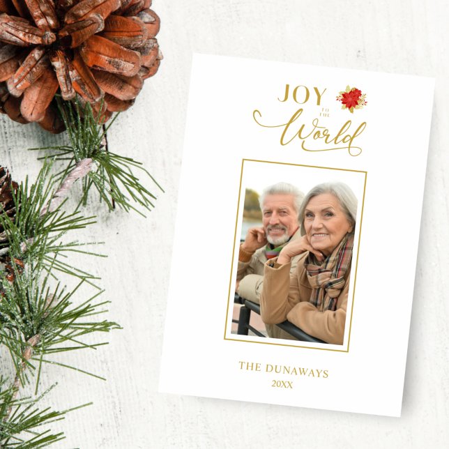 Gold Effect Minimalist Chic Poinsettias Photo (Créateur téléchargé)