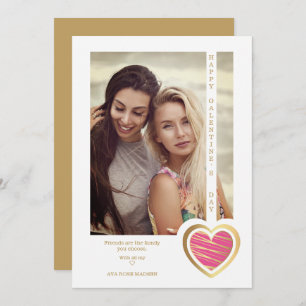 Gold Effet Hot rose Heart Friend Happy Galentines