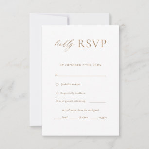 Gold Elegant Simple Mariage Menu Choix RSVP