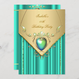 Gold Emerald Jade Green Invitation de fête d'anniv