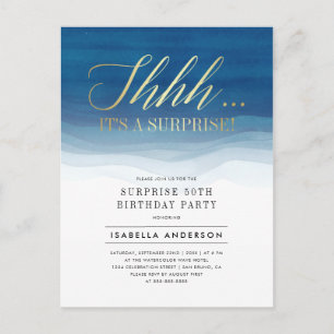 Gold Et Aquarelle Surprise Invitations Anniversair