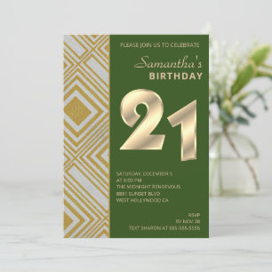 Gold et Argent Art Déco Invitation d'anniversaire