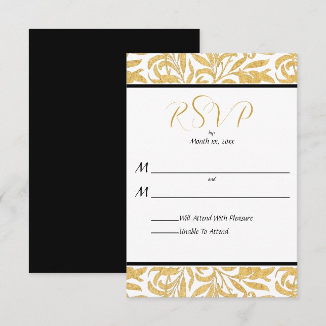 Gold et Black Elegant Wedding Réponse (Devant / Derrière)