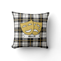 Gold et Black Theatre Drama Icons Coussin