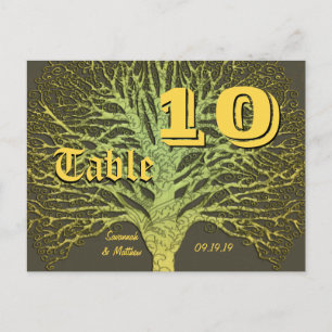 Gold et Green Jaune Damas Arbre Numéro de table