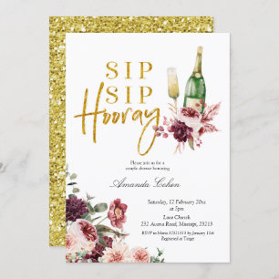 Gold et Marsala Sip Sip Hooray Invitation