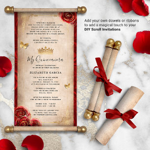 Gold et Red Quinceanera do-it-yourself Scroll Invi