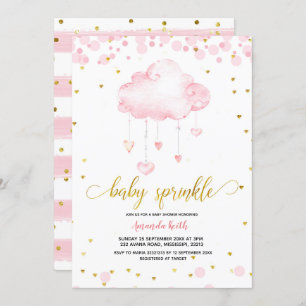 Gold et rose Raincloud Baby Sprinkle Invitation