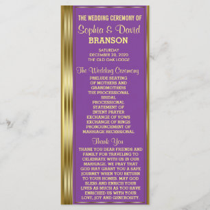 Gold et Royal Purple Mariage programme personnalis