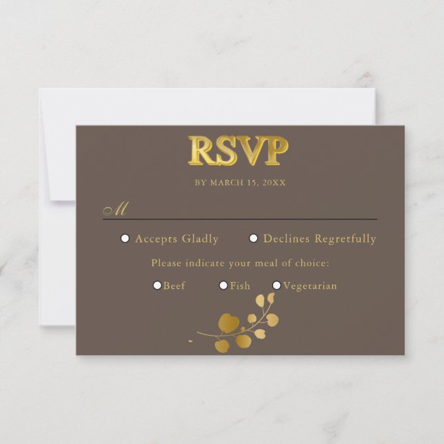 Gold Eucalyptus Repas Choix RSVP (Devant)