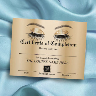 Gold Eyelash Salon Certificat d'achèvement