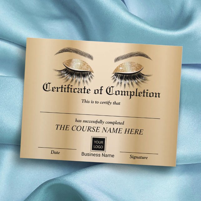 Gold Eyelash Salon Certificat d'achèvement (Créateur téléchargé)