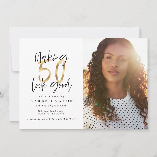 Gold faire 50 look bonne photo invitation annivers (Devant)