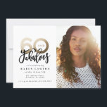 Gold faire 60 look bonne photo invitation annivers<br><div class="desc">Faire 60 look,  soixante et fabuleuse bonne invitation d'anniversaire photo. Texte de script moderne monochrome et design d'effet or. Partie d'une collection.</div>