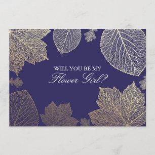 Gold Fall Marine Mariage Flower Invitation fille