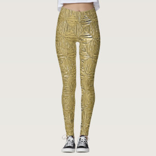 Gold Faux Leggings à motifs géométriques métalliqu
