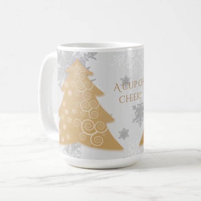 Gold Festive Arbre de Noël Café Mug (Devant gauche)