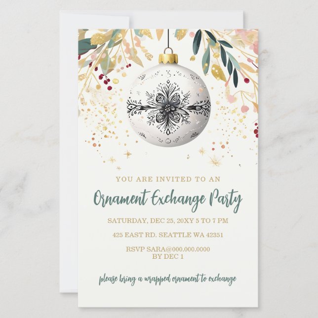 Gold Festive Ornament Exchange Christmas Party (Devant)