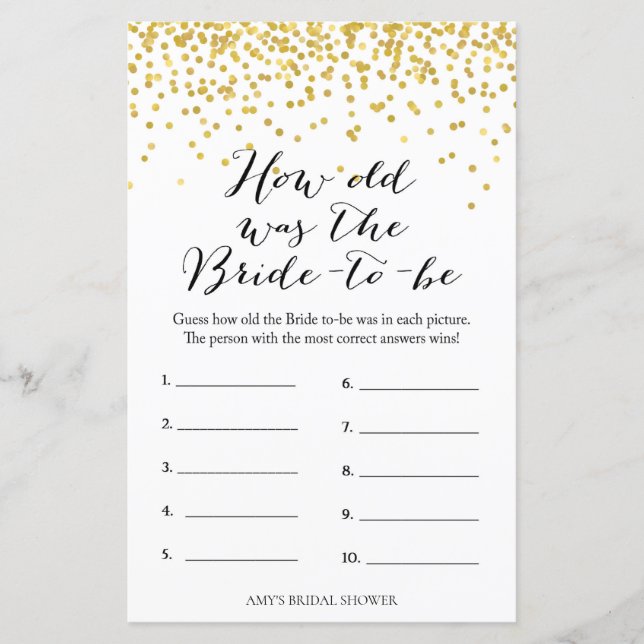 Gold Fête des mariées Jeu - L'Âge De La Mariée (Devant)