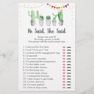 Gold Fiesta Cactus Il A Dit Qu'Elle A Dit Jeu