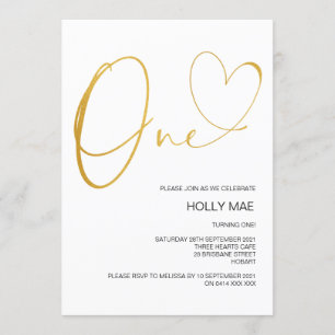 Gold First Birthday Invitation 1er Anniversaire Co