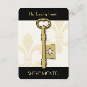 Gold Fleur de Lis Key Moving Faire-part