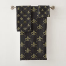 Gold Fleur De Lis Pattern noir luxueux