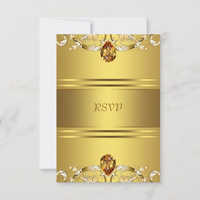 Gold Fleurs victoriennes Or 50e anniversaire RSVP (Devant)