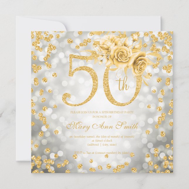 Gold Floral 50e anniversaire Glam Lights Argent (Devant)