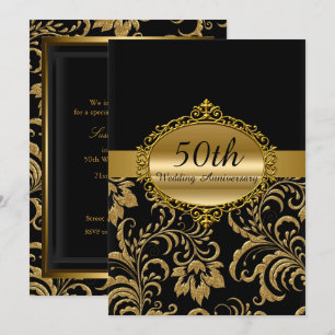 Gold Floral 50e Mariage Invitation de l'anniversai