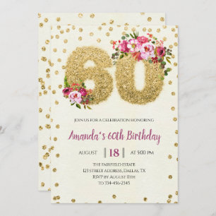 Gold Floral 60e anniversaire Invitation