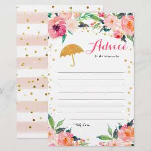 Gold Floral Avril Douches Baby shower Carte consei
