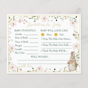 Gold Floral Baby Bunny Baby shower de prédiction J