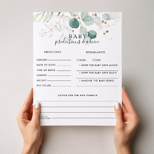 Gold Floral Baby Predictions et cartes de conseil