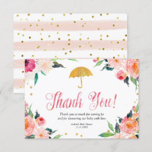 Gold Floral Carte de remerciements de douche d'avr