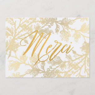 Gold Floral Elegant Merci Personnalisé Merci Carte