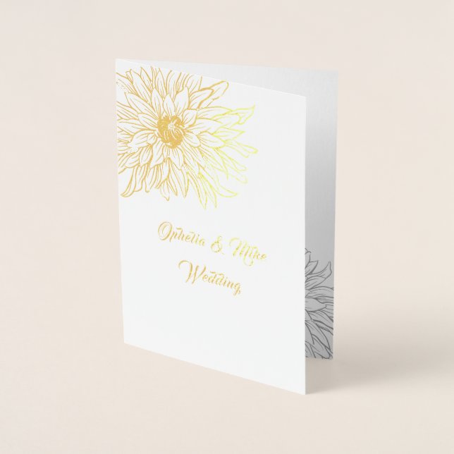 Gold Floral, faire-part de mariage, Carte Foil (Devant)
